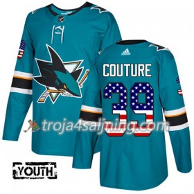 San Jose Sharks tröja Logan Couture 39 Adidas 2017-2018 Teal USA Flag Fashion Authentic - NHL Tröjor Barn
